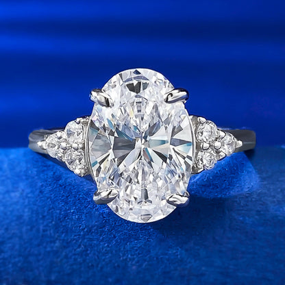 Ethereal Glow 3.0 Carat Oval Cut Engagement Ring in Sterling Silver