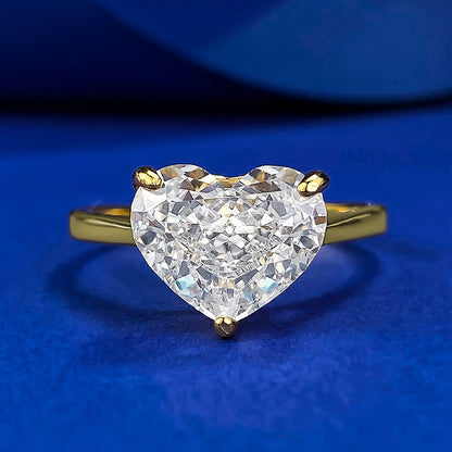 Romantic Radiance 3.0 Carat Heart Cut Engagement Ring in Sterling Silver