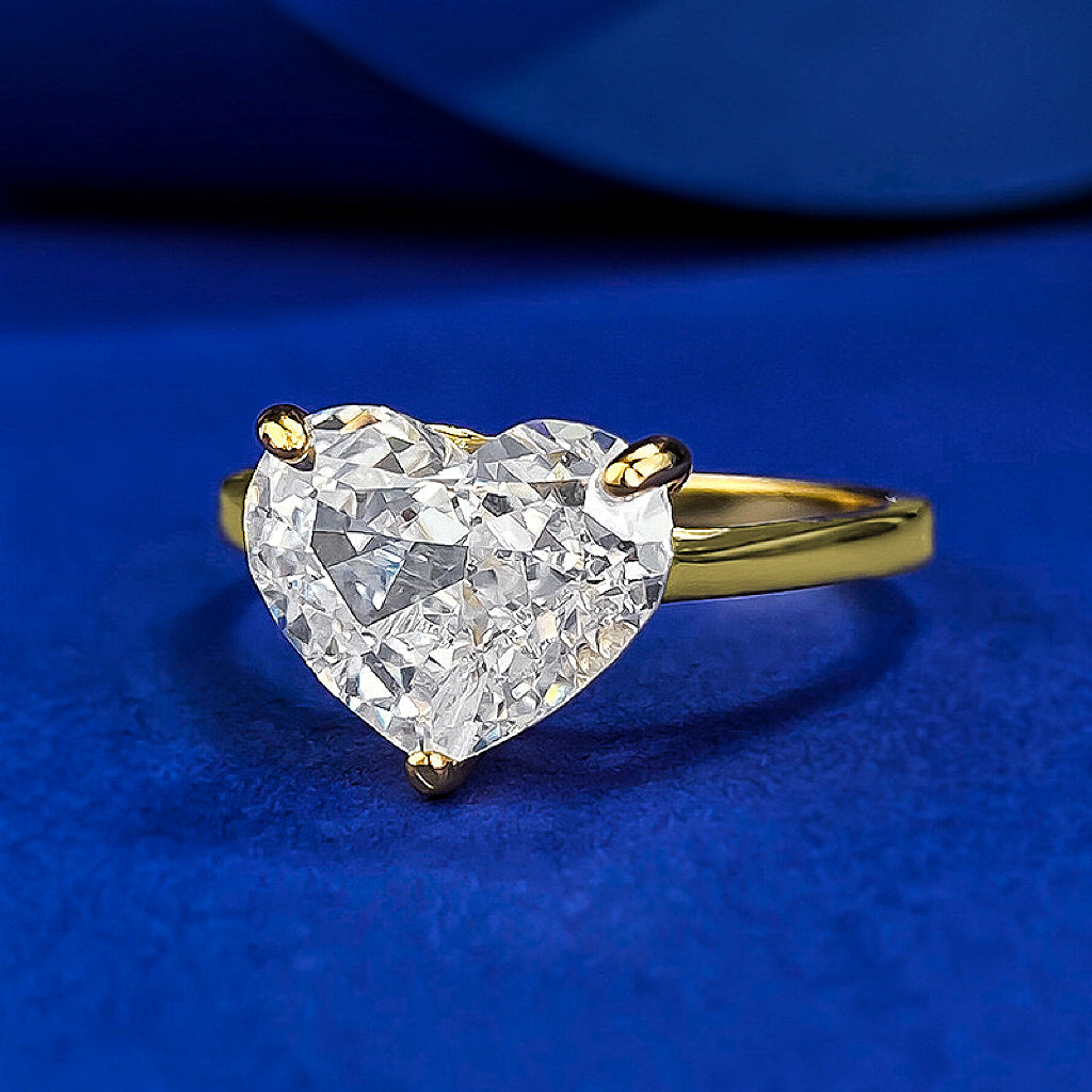 Romantic Radiance 3.0 Carat Heart Cut Engagement Ring in Sterling Silver