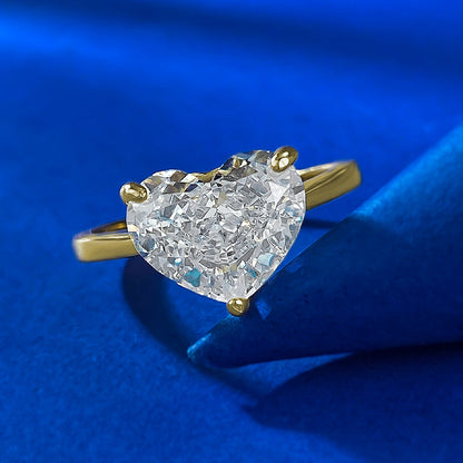 Romantic Radiance 3.0 Carat Heart Cut Engagement Ring in Sterling Silver