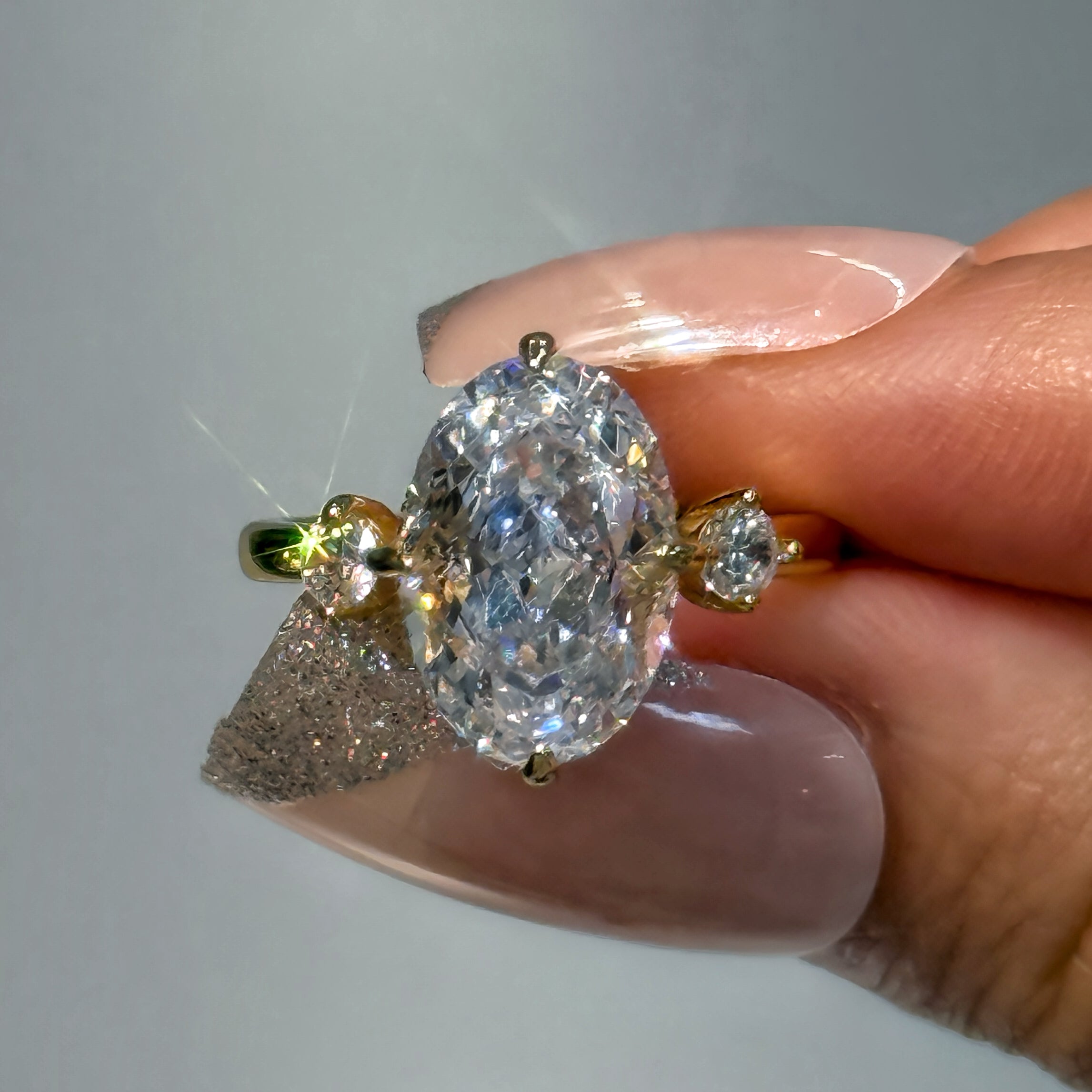 Eternal Glow 3.0 Carat Oval Cut Engagement Ring in Sterling Silver