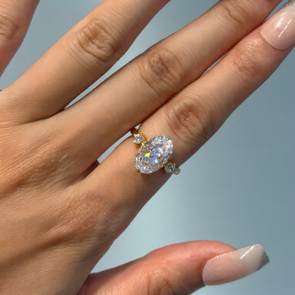 Eternal Glow 3.0 Carat Oval Cut Engagement Ring in Sterling Silver