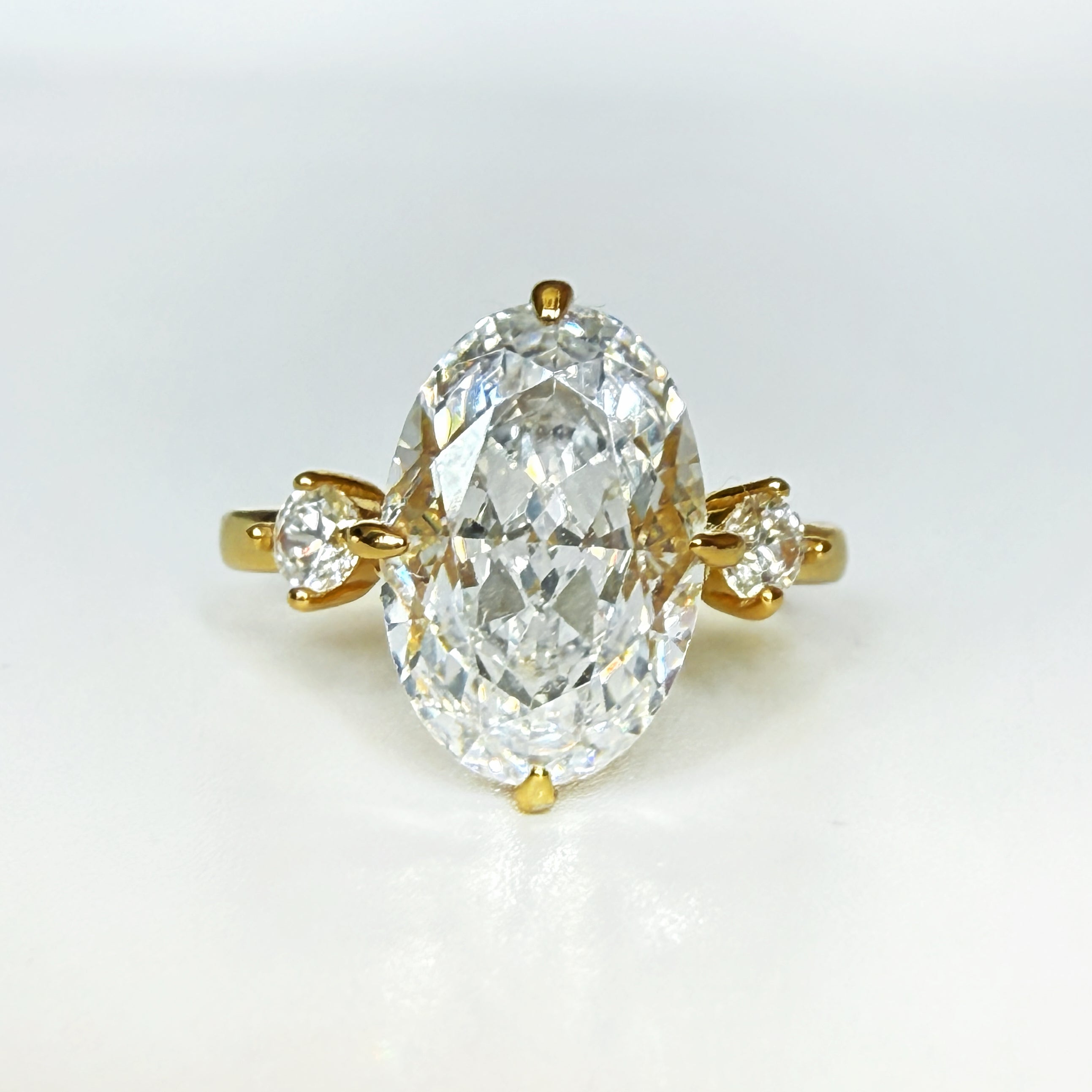Eternal Glow 3.0 Carat Oval Cut Engagement Ring in Sterling Silver