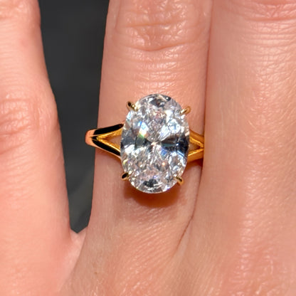 Everyday Poise 4Ct Oval Cut Simulated Diamond Engagement Ring in Yellow Gold Plated Silver