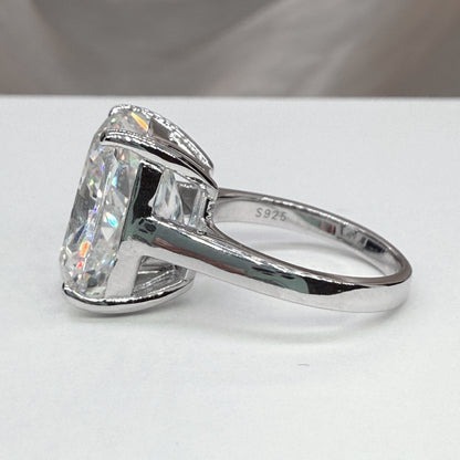 Grand Cushion Glow 6Ct Cushion Cut Simulated Diamond Engagement Ring in White Gold Plated Silver