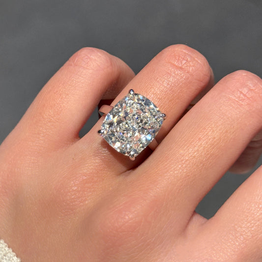 Grand Cushion Glow 6Ct Cushion Cut Simulated Diamond Engagement Ring in White Gold Plated Silver
