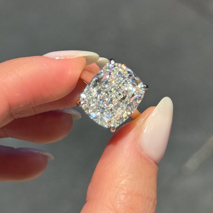 Grand Cushion Glow 6Ct Cushion Cut Simulated Diamond Engagement Ring in White Gold Plated Silver