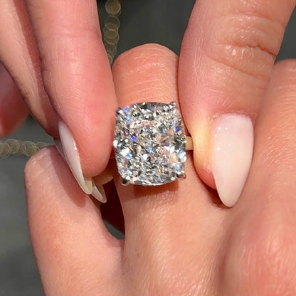 Grand Cushion Glow 6Ct Cushion Cut Simulated Diamond Engagement Ring in White Gold Plated Silver