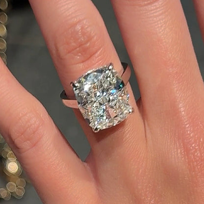 Grand Cushion Glow 6Ct Cushion Cut Simulated Diamond Engagement Ring in White Gold Plated Silver
