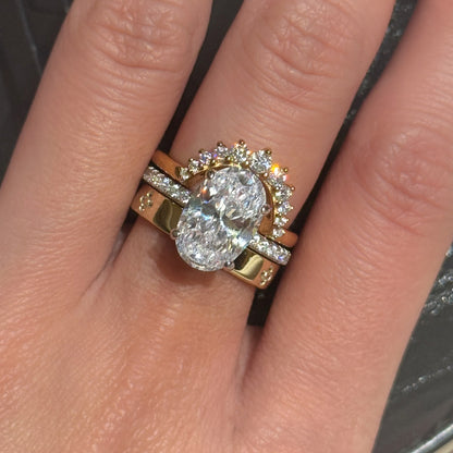 Triple Brilliance 3.5Ct Oval Cut 3-Piece Wedding Set in Yellow Gold Plated Silver