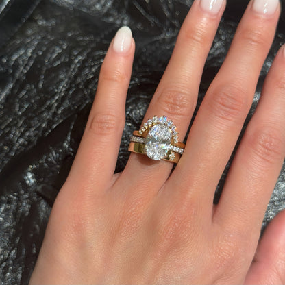 Triple Brilliance 3.5Ct Oval Cut 3-Piece Wedding Set in Yellow Gold Plated Silver