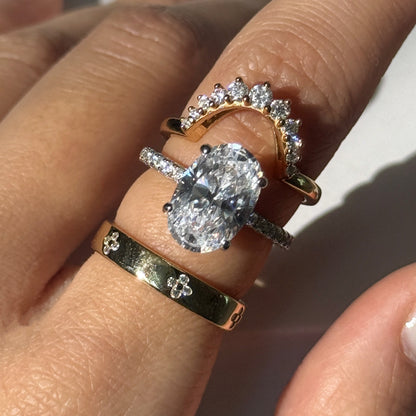 Triple Brilliance 3.5Ct Oval Cut 3-Piece Wedding Set in Yellow Gold Plated Silver