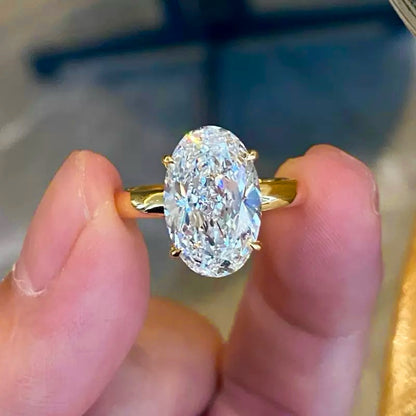 Balanced Elegance 3Ct Oval Cut Simulated Diamond Engagement Ring in White Gold Plated Silver
