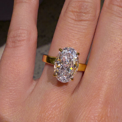 Balanced Elegance 3Ct Oval Cut Simulated Diamond Engagement Ring in White Gold Plated Silver