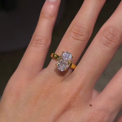 Balanced Elegance 3Ct Oval Cut Simulated Diamond Engagement Ring in White Gold Plated Silver