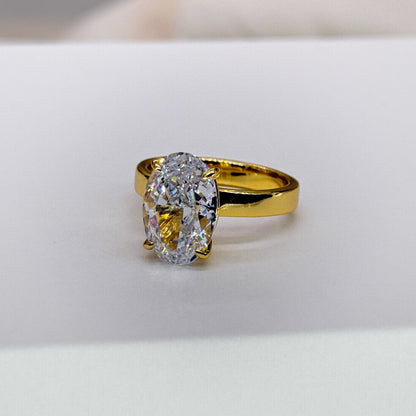 Balanced Elegance 3Ct Oval Cut Simulated Diamond Engagement Ring in White Gold Plated Silver
