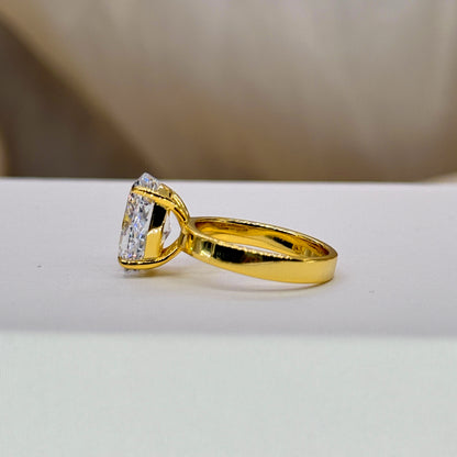 Balanced Elegance 3Ct Oval Cut Simulated Diamond Engagement Ring in White Gold Plated Silver