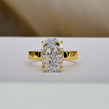 Balanced Elegance 3Ct Oval Cut Simulated Diamond Engagement Ring in White Gold Plated Silver