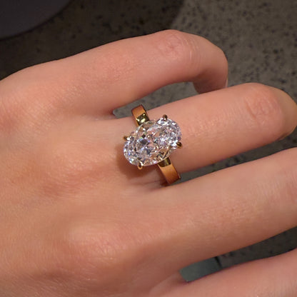 Balanced Elegance 3Ct Oval Cut Simulated Diamond Engagement Ring in White Gold Plated Silver