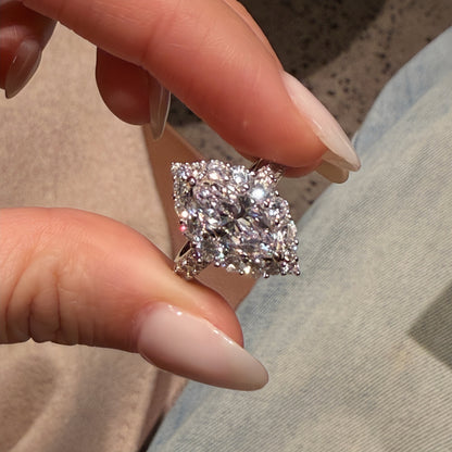 Refined Minimal 2Ct Marquise Cut Simulated Diamond Engagement Ring in White Gold Plated Silver