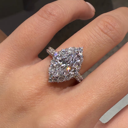 Refined Minimal 2Ct Marquise Cut Simulated Diamond Engagement Ring in White Gold Plated Silver