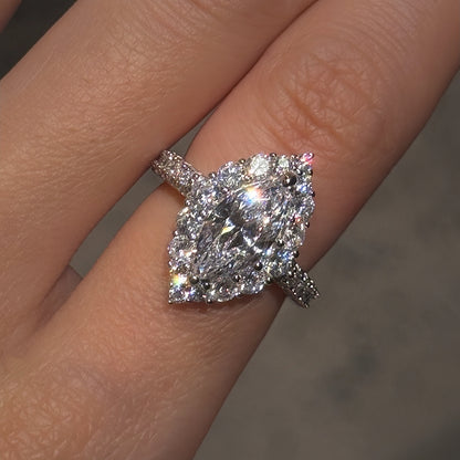 Refined Minimal 2Ct Marquise Cut Simulated Diamond Engagement Ring in White Gold Plated Silver