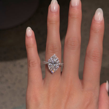 Refined Minimal 2Ct Marquise Cut Simulated Diamond Engagement Ring in White Gold Plated Silver