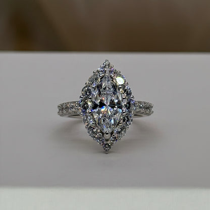 Refined Minimal 2Ct Marquise Cut Simulated Diamond Engagement Ring in White Gold Plated Silver