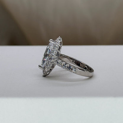 Refined Minimal 2Ct Marquise Cut Simulated Diamond Engagement Ring in White Gold Plated Silver