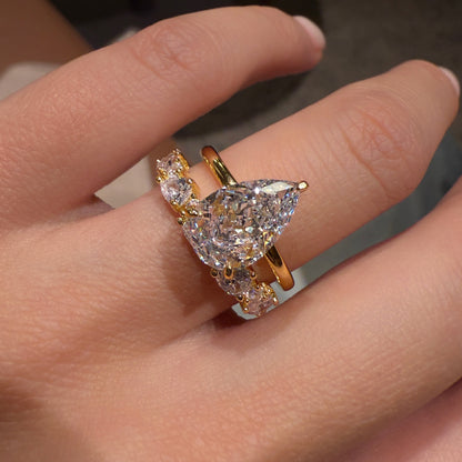 Golden Grace 3Ct Pear Cut 2-Piece Wedding Set in Yellow Gold Plated Silver