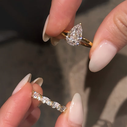 Golden Grace 3Ct Pear Cut 2-Piece Wedding Set in Yellow Gold Plated Silver