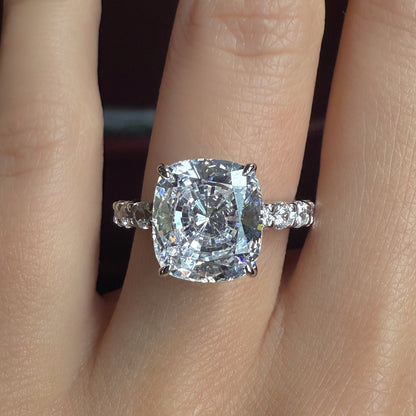 Soft Geometry 3.5Ct Cushion Cut Simulated Diamond Engagement Ring in White Gold Plated Silver