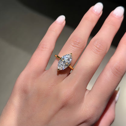 Dual-Tone Drama 3Ct Marquise Cut Simulated Diamond Engagement Ring in Two-Tone Plated Silver