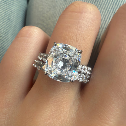 Layered Harmony 3.5Ct Cushion Cut 2-Piece Wedding Set in White Gold Plated Silver