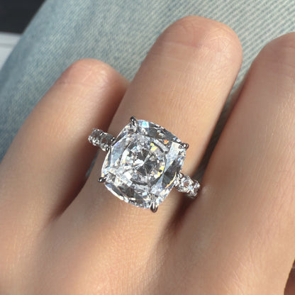 Soft Geometry 3.5Ct Cushion Cut Simulated Diamond Engagement Ring in White Gold Plated Silver