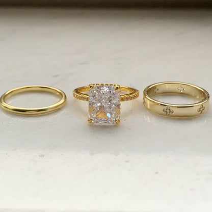 Elegant 4.0ct Radiant cut 3pc Wedding Ring Set for Women in Sterling Silver