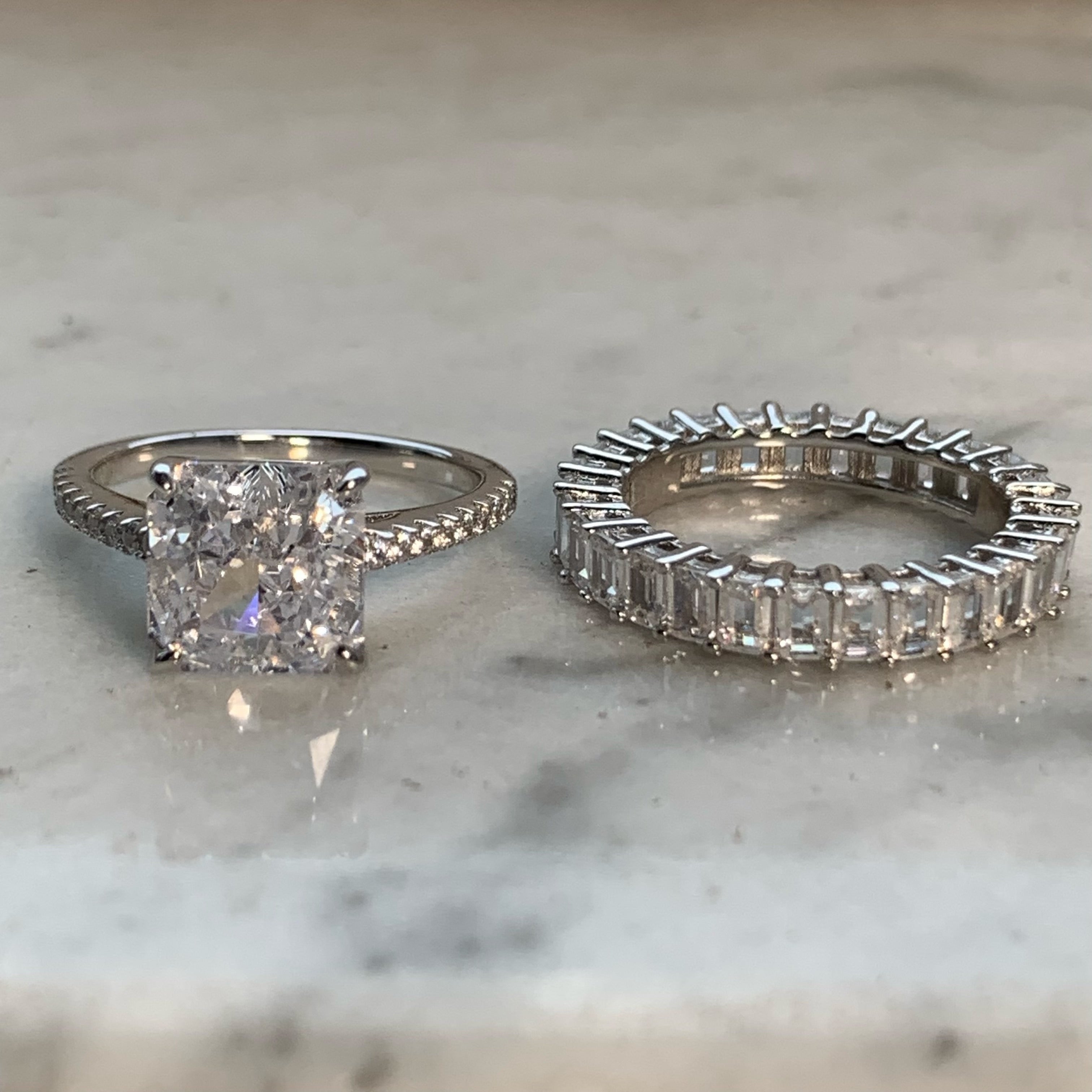 Elegant 3.0 Carat Radiant cut 2pc Wedding Ring Set for Women in Sterling Silver