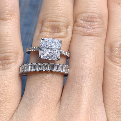 Elegant 3.0 Carat Radiant cut 2pc Wedding Ring Set for Women in Sterling Silver