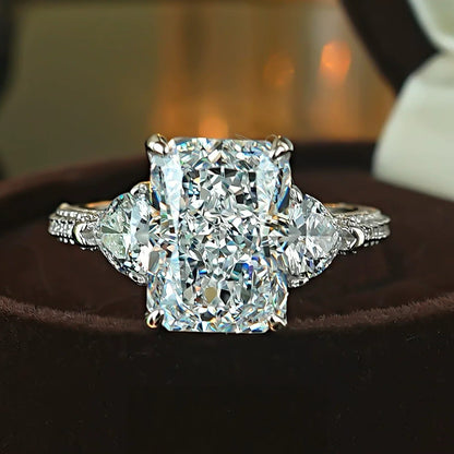Opulent Spark 5.0 Carat Radiant Cut Engagement Ring in Sterling Silver