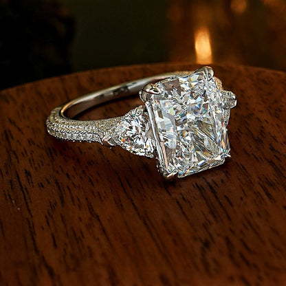 Opulent Spark 5.0 Carat Radiant Cut Engagement Ring in Sterling Silver