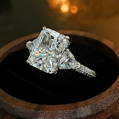 Opulent Spark 5.0 Carat Radiant Cut Engagement Ring in Sterling Silver