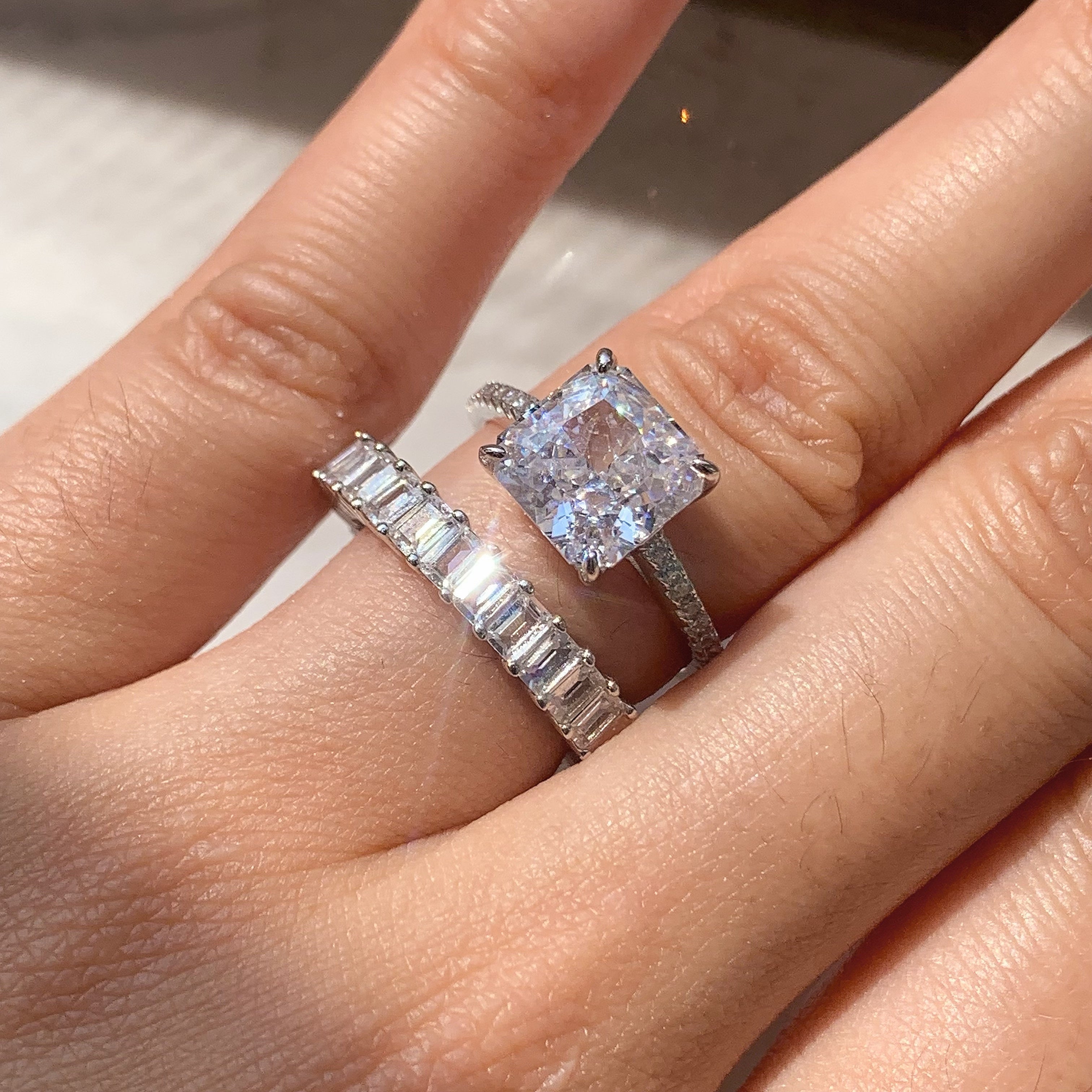 Elegant 3.0 Carat Radiant cut 2pc Wedding Ring Set for Women in Sterling Silver