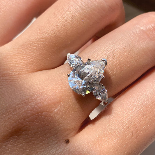 Regal 7.0 Carat Pear Cut Engagement Ring for Women in Sterling Silver