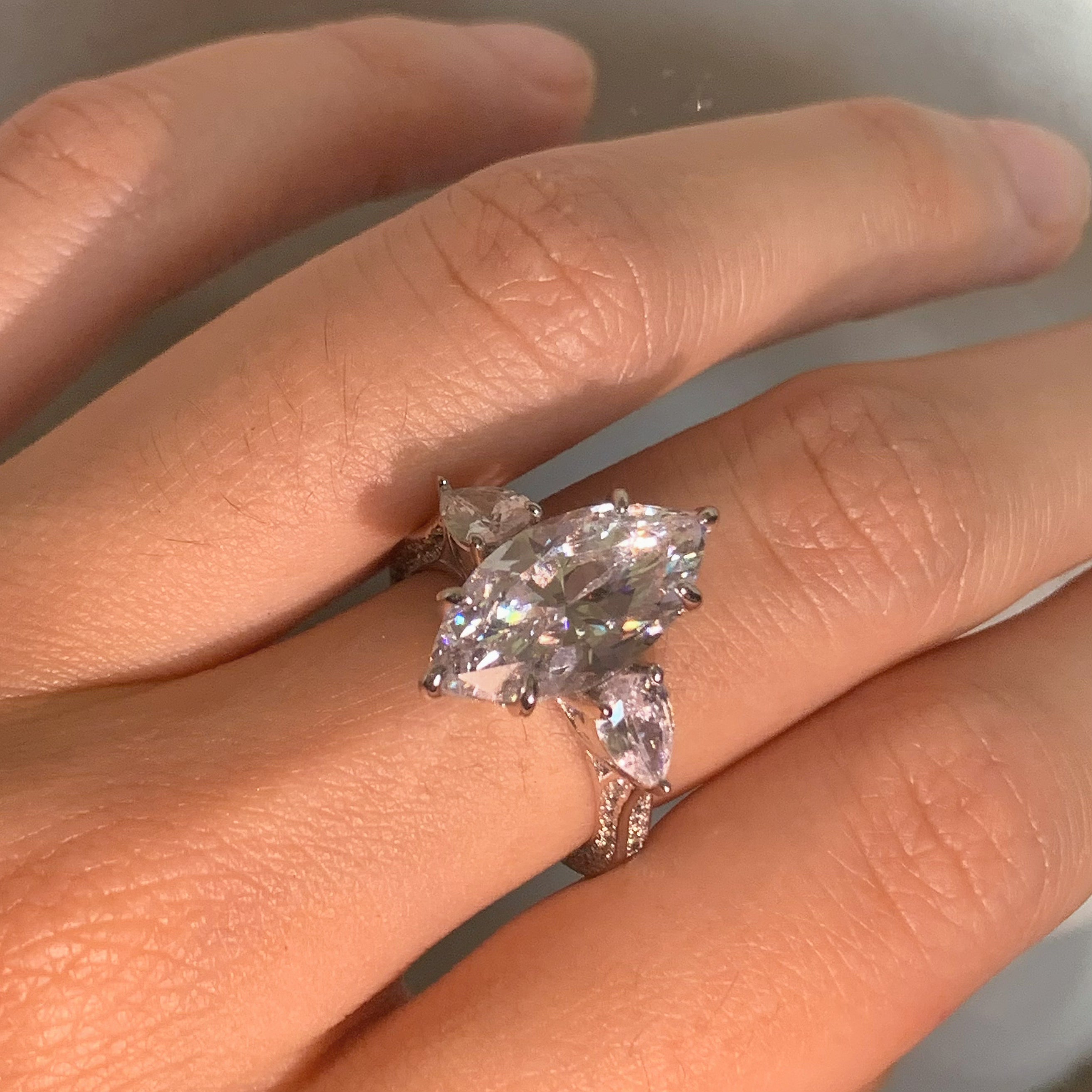 Regal 7.0 Carat Marquise Cut Engagement Ring for Women in Sterling Silver