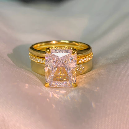 Elegant 4.0ct Radiant cut 3pc Wedding Ring Set for Women in Sterling Silver