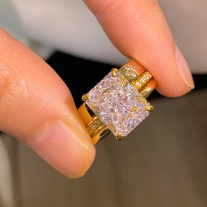 Elegant 4.0ct Radiant cut 3pc Wedding Ring Set for Women in Sterling Silver