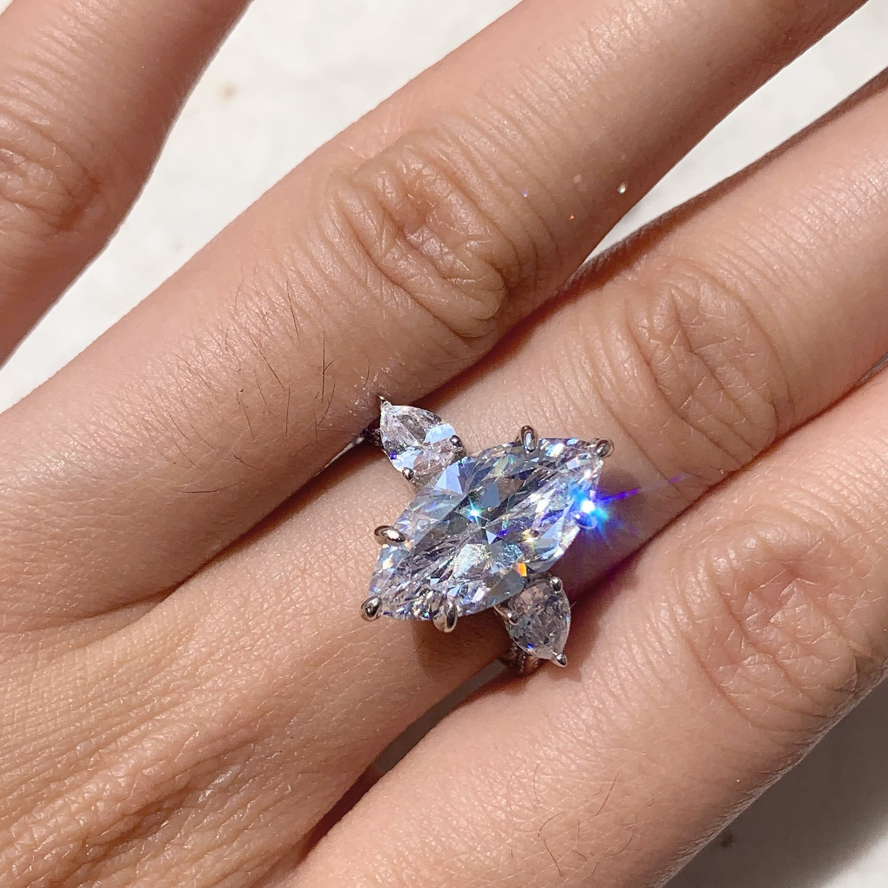 Regal 7.0 Carat Marquise Cut Engagement Ring for Women in Sterling Silver