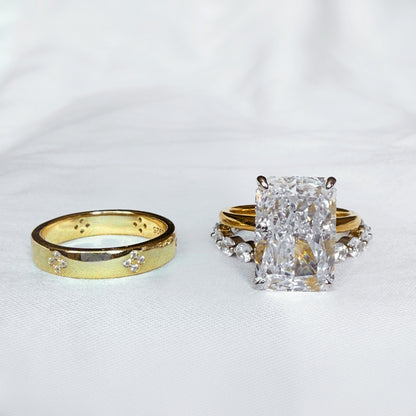 Regal Radiance 5.0 Carat Radiant Cut 3-Piece Wedding Set in Sterling Silver