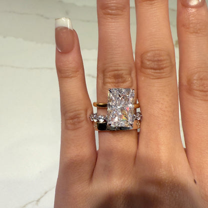 Regal Radiance 5.0 Carat Radiant Cut 3-Piece Wedding Set in Sterling Silver