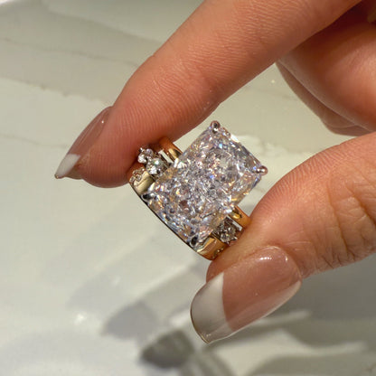 Regal Radiance 5.0 Carat Radiant Cut 3-Piece Wedding Set in Sterling Silver